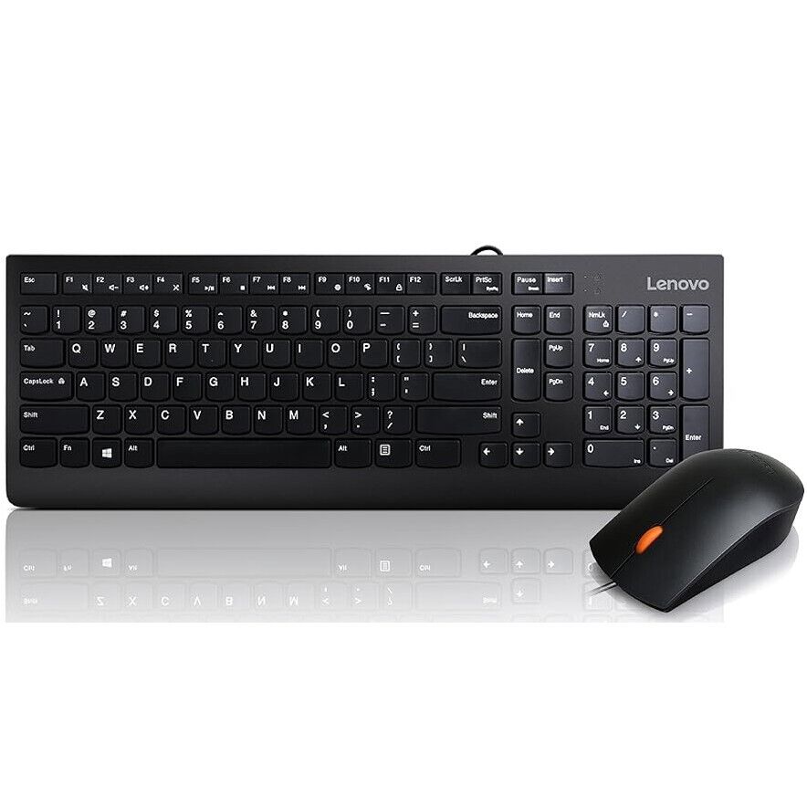 Lenovo 300 Wired USB Combo Keyboard and Mouse UK QWERTY + Num Pad